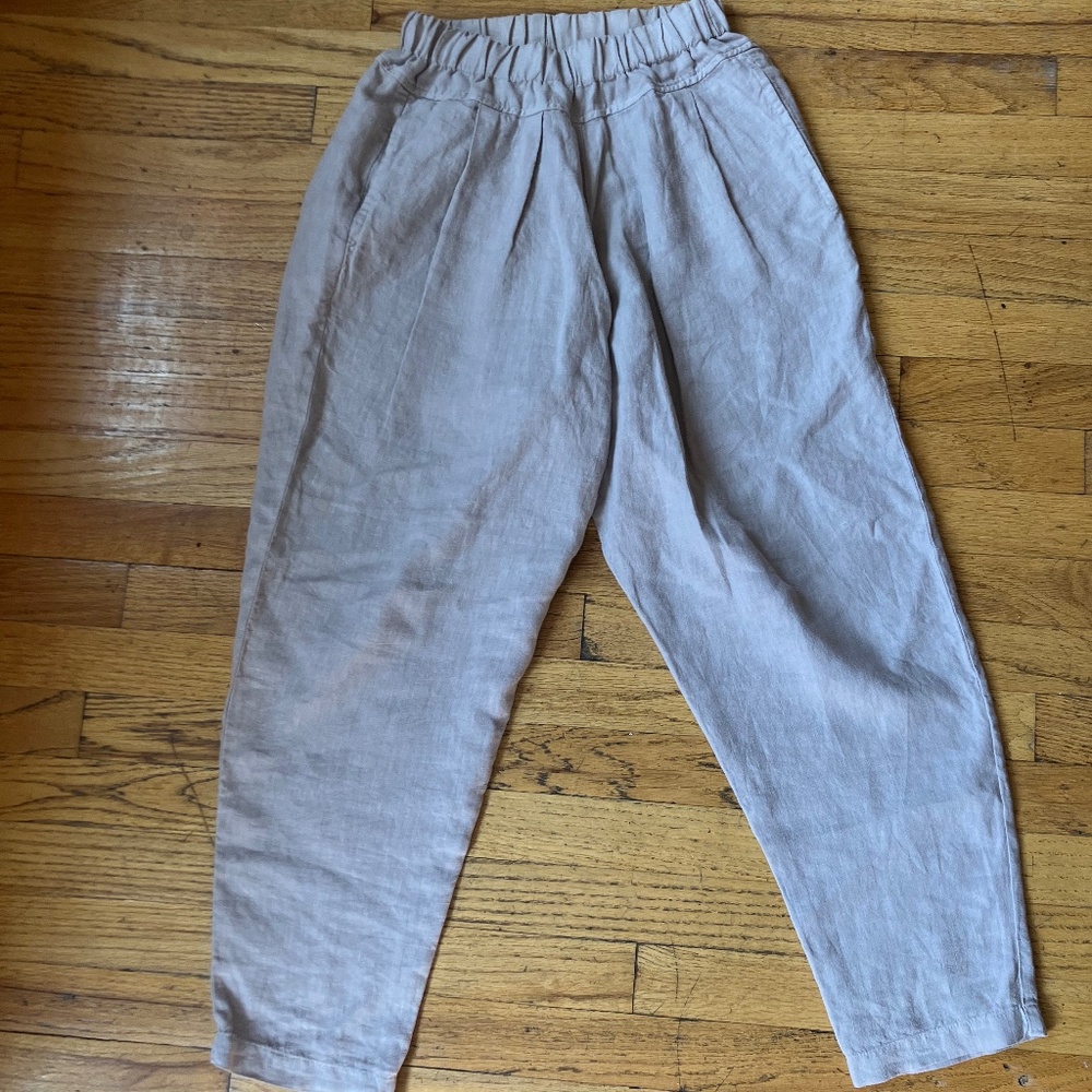 Black Crane carpenter pants Khaki linen